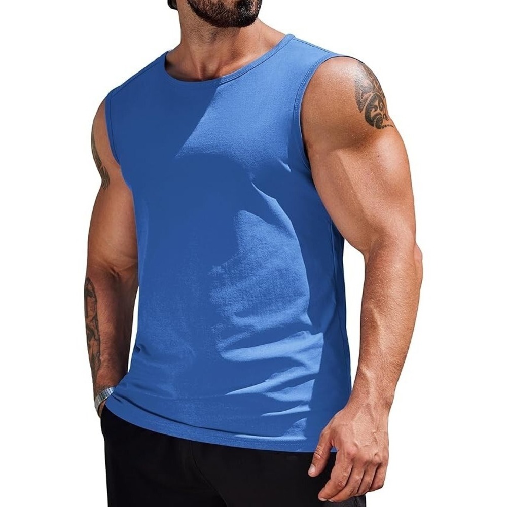 Medium Blue COOFANDY Men's Workout Tank Tops Dry Fit 2 Pack Sleeveless